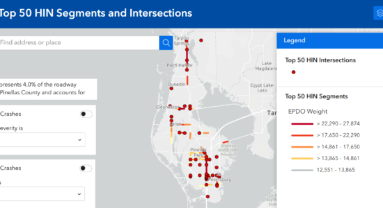 HIN screenshot of the High Injury network for Pinellas County