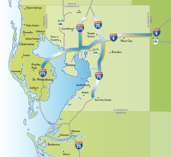 Tampa Bay Express System Map Fdot Forward Pinellas