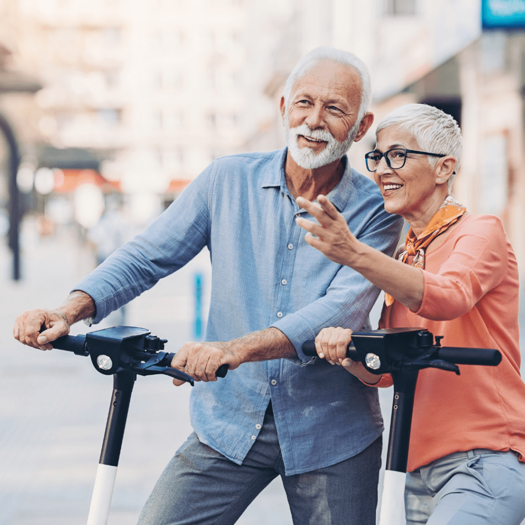 couple on scooters