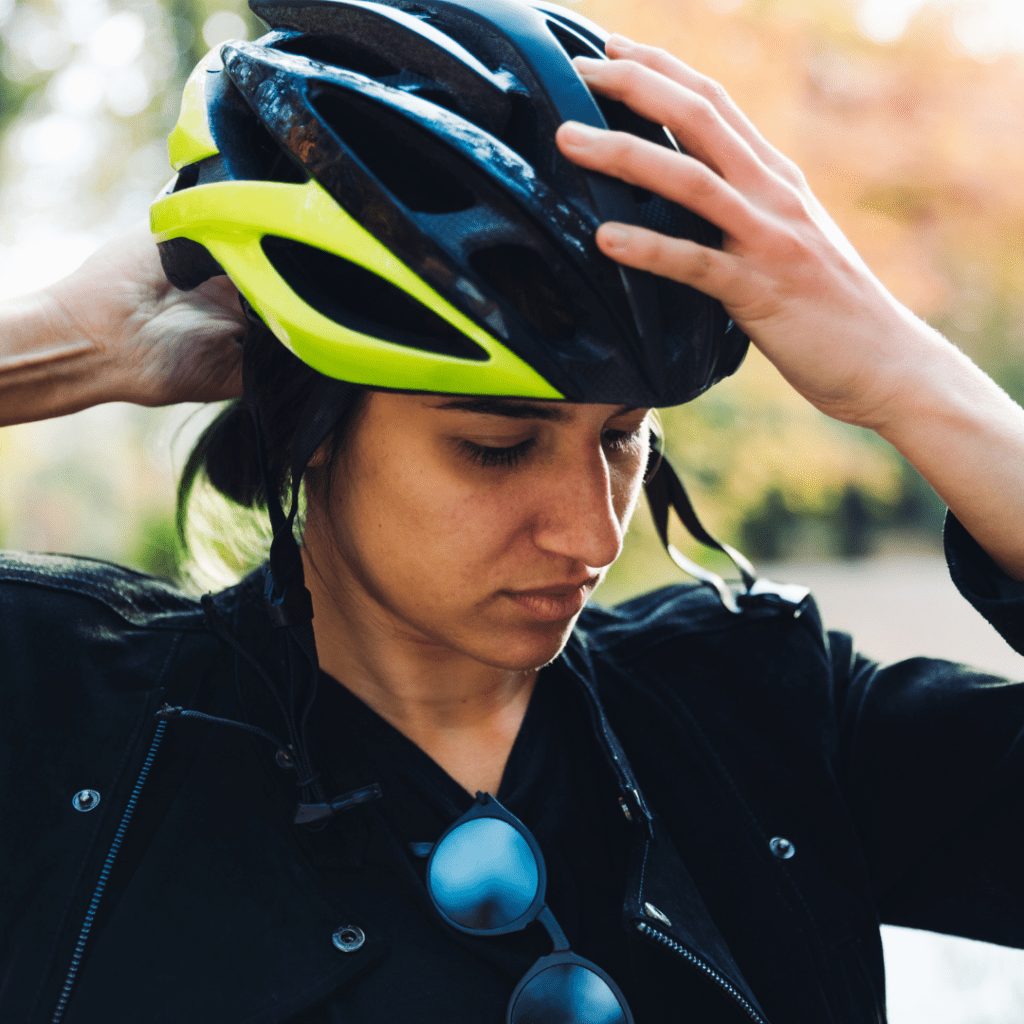 woman wearing bike helmet