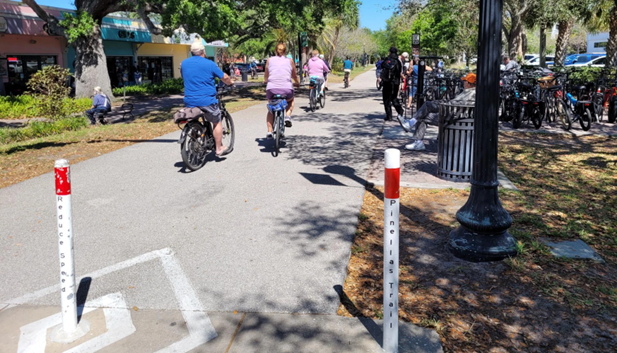 people biking on trail