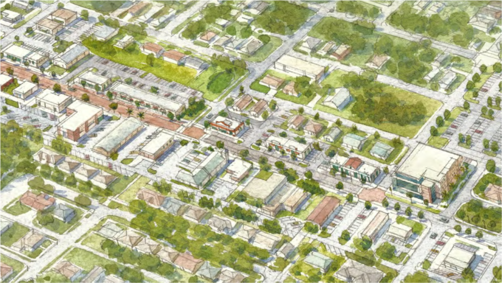 aerial view of computer generated land development